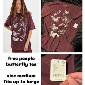 Free People Butterfly Tee in Burgundy